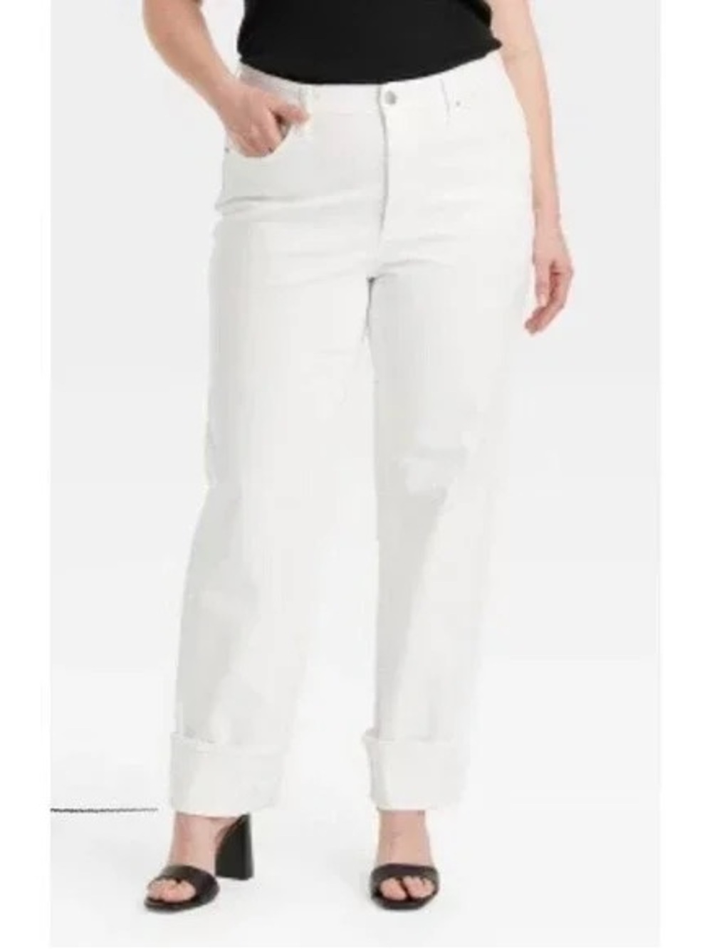 Size 14R Straight-Leg White Women's Jeans - Classic High-Rise